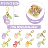 40Pcs 8 Styles Natural Yellow Jade & Natural White Jade & Malaysia Jade & Glass & Acrylic Pearl Flower Pendant Decorations HJEW-YW00156-2