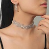 Flower Alloy Rhinestone Stud Earrings & Choker Necklaces Sets for Women FS-WG6F9DC-01-1