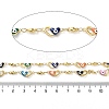 Heart with Evil Eyes Brass Enamel Link Chains CHC-Q013-03G-2