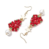 Glass Seed & Glass Pearl Beads Tree Dangle Earrings EJEW-MZ00276-01-4