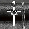 304 Stainless Steel Cross with Star of David Pendant Necklaces FS-WG66E8B-01-1