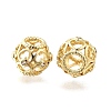 Brass Micro Pave Clear Cubic Zirconia European Beads KK-XCP0001-91G-1