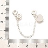 Brass Clear Cubic Zirconia European Safety Chains with Heart Charms KK-C085-15S-3