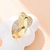 Brass Micro Pave Clear Cubic Zirconia Cuff Rings for Women RJEW-U043-12G-1