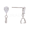 Anti-Tarnish Rhodium Plated 925 Sterling Silver Dangle Stud Earing Settings STER-K038-008P-2