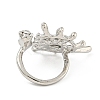Zinc Alloy Rhinestone Cuff Rings for Women RJEW-Z048-07P-01-3