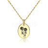 Brass Birth Month Flower Pendant Necklace HUDU-PW0001-034F-1-1