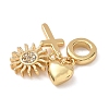 Brass Micro Pave Clear Cubic Zirconia European Dangle Charms X-KK-D502-13C-G-2