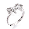 Bowknot Shape Brass Micro Pave Clear Cubic Zirconia Adjustable Ring Settings KK-T076-48P-1