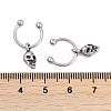 Skull 316 Surgical Stainless Steel Dangle Half Hoop Earrings for Women EJEW-G416-48AS-5