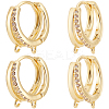 10Pcs Brass Micro Pave Clear Cubic Zirconia Hoop Earring Findings KK-BBC0015-61-1