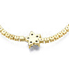 Cubic Zirconia Classic Tennis Necklace with Flower Links NJEW-N048-01C-4