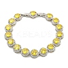 Flat Round Glass Link Chain Bracelets BJEW-H604-02P-04-1
