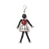 4Pcs Glass & Alloy & Gemstone Human Pendant Decoration HJEW-TA00361-4
