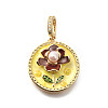 Brass Micro Pave Cubic Zirconia & Enamel Pendants KK-R222-10G-03-1
