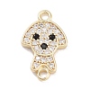 Brass Pave Clear & Black Cubic Zirconia Pet Puppy Connector Charms KK-Z061-01G-02-1