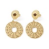 Natural Tiger Eye & 304 Stainless Steel Rope Disc Dangle Stud Earrings for Women EJEW-G390-05G-01-1