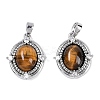 Natural Tiger Eye Oval Pendants KK-U043-44P-F-1