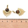 Brass Tiger Eye Pendants KK-B129-09G-3