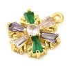 Snowflake Real 18K Gold Plated Rack Plating Brass Micro Pave Cubic Zirconia Pendants Charms KK-S396-11A-2