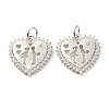 Valentine's Day Theme Brass Micro Pave Clear Cubic Zirconia Pendants ZIRC-P094-19P-RS-1