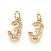 Brass Micro Pave Clear Cubic Zirconia Charms ZIRC-L092-03-G-1