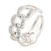 Curb Chains Shape Brass Open Cuff Rings with Cubic Zirconia RJEW-Q781-04P-1