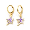 Star & Moon Real 18K Gold Plated Brass Dangle Leverback Earrings EJEW-L268-032G-01-1