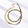 304 Stainless Steel Leopard Print Flat Snake Chain Necklaces for Women NJEW-A044-02B-G-01-1