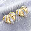 Heart Brass Micro Pave Clear Cubic Zirconia Stud Earrings EJEW-H158-13GP-1