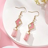 Seed Beaded Rhombus with Tassel Dangle Earrings EJEW-MZ00080-01-3
