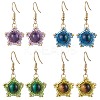 Natural Tiger Eye Star Dangle Earrings EJEW-MZ00354-2