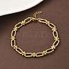 Ion Plating(IP) 304 Stainless Steel Textured Oval Link Chain Bracelets for Women BJEW-B092-08G-02-2