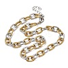 9MM Duo Tone 304 Stainless Steel Textured Cable Chain Necklaces for Women Men SA-CBA37BC-19GP-4