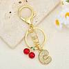 Brass Micro Pave Clear Cubic Zirconia Letter Pendant Keychain KEYC-SW00015-C-3