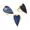 Heart Natural Lapis Lazuli Finger Rings RJEW-M076-03G-08-2