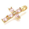 Brass Pave Clear Cubic Zirconia Pendants X-KK-M101-01G-02-2