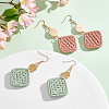 2 Pairs 2 Colors Polymer Clay Rhombus Dangle Earrings EJEW-FI0001-05-7