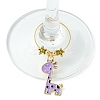 Giraffe Alloy Enamel Pendants Wine Glass Charms Sets AJEW-JO00186-5