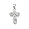 Brass Micro Pave Clear Cubic Zirconia Cross Pendants KK-D431-042P-1