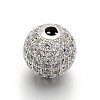 CZ Brass Micro Pave Cubic Zirconia Round Beads ZIRC-L017-01P-1