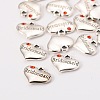 Wedding Theme Antique Silver Tone Tibetan Style Heart with Bridesmaid Rhinestone Charms TIBEP-N005-04B-2
