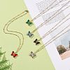 5Pcs 5 Color Glass Butterfly Pendant Necklaces Set with 304 Stainless Steel Satellite Chains for Women NJEW-JN04146-7
