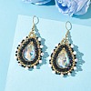 Teardrop Seed Beads & Glass Woven Dangle Earrings EJEW-MZ00682-01-1