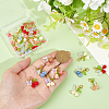 25Pcs 5 Colors Rose Butterfly Resin Pendant Decoration HJEW-PH02310-3