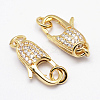 Brass Micro Pave Grade AAA Cubic Zirconia Lobster Claw Clasps LS-ZIRC-P029-08G-NR-1