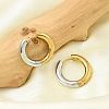 201 Stainless Steel Two Tone Hoop Earrings EJEW-Q002-01G-04-1