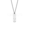 304 Stainless Steel Rectangle with Laser Cut Initial Pendant Necklaces FS-WG71FEF-02-1