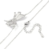 304 Stainless Steel Crystal Rhinestone Cable Chain Bowknot Pendant Necklaces for Women NJEW-C055-08P-2
