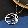 201 Stainless Steel Laser Cut Basketball Pendant Box Chain Necklaces for Women Men NJEW-Q004-04P-3